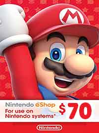 70 USD Nintendo eShop Card Key NORTH AMERICA (Có sẵn)