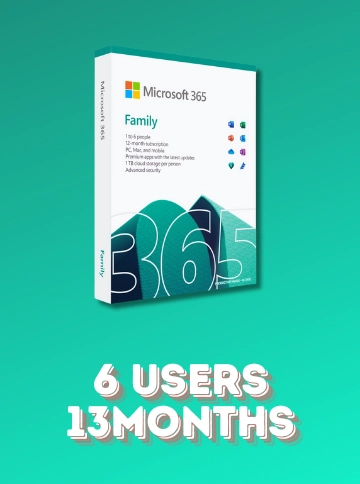 Microsoft 365 Family 6 Users 14/15 months Global